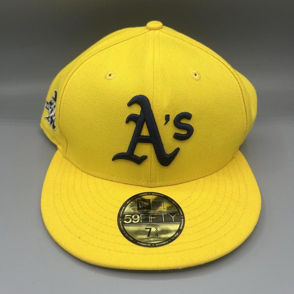 New Era Hat Club Oakland Athletics A's Aux Pack Yellow 59Fifty Fitted Hat 7 3/4